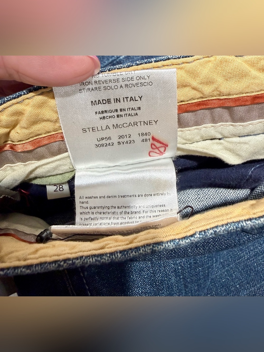 STELLA McCartney Dark Blue Denim Jeans with Pink Ribbon Accent, Size 28 - Picture 14 of 14